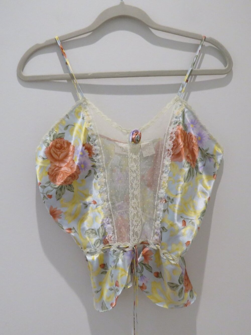 VINTAGE VICTORIA'S SECRET Gold Label Floral Satin Lace Cami Top Coquette Y2K - Picture 2 of 13